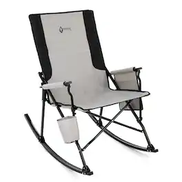 Arrowhead - Outdoor KKS0369U Foldable Rocking Camp Chair with Enhanced Swing, Cup Holder, Side Pocket, Compact Design - Black