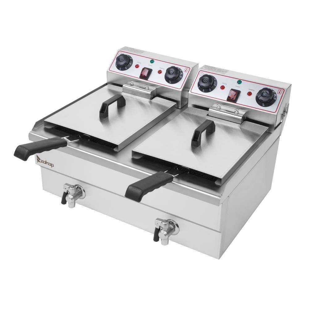 Alt View 3. Winado - 23.6L 25QT Electric Countertop Deep Fryer Commercial XL Fry Basket Restaurant - Sliver.