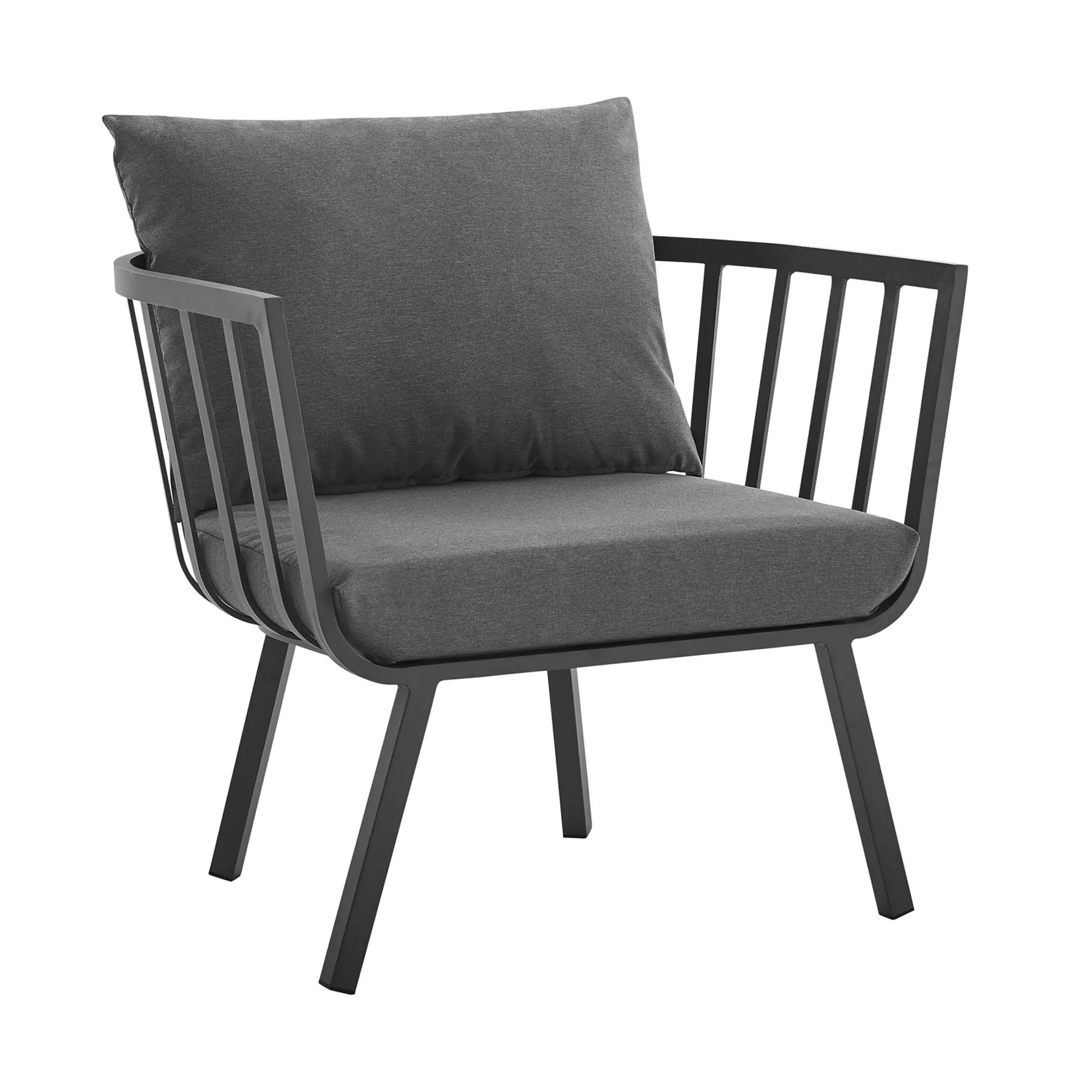 Angle. Modway - Riverside Outdoor Patio Aluminum Armchair by Modway - Gray Charcoal.