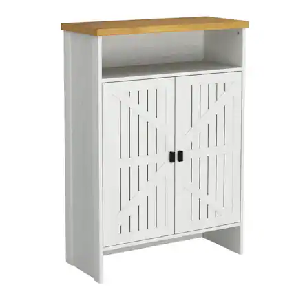 Front. HTUTWOO - Entryway Shoe Cabinet - 5-Tier Narrow Shoe Storage with 2 Doors & Open Shelves, Space-Saving,for Hallway, Apartment. - White.
