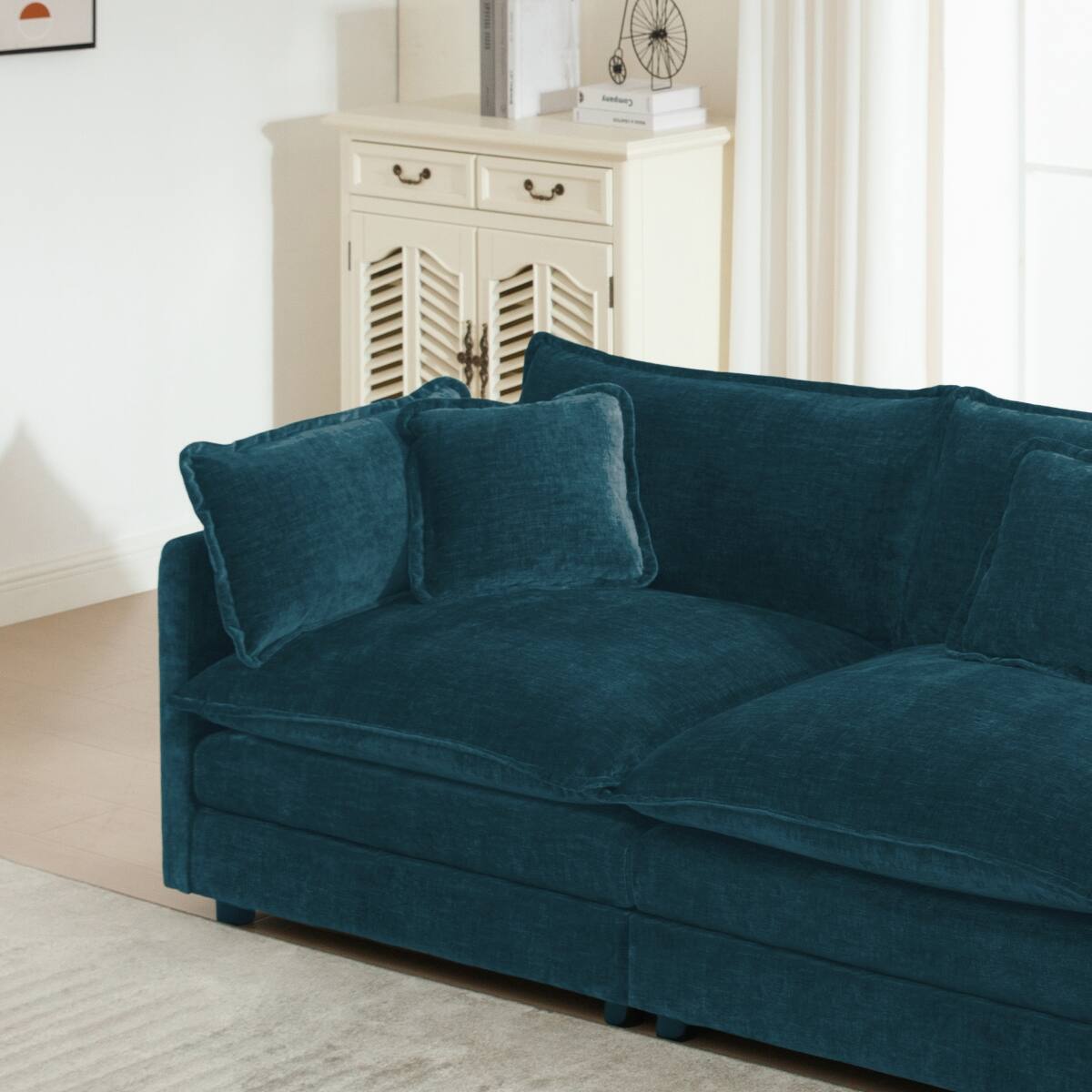Alt View 2. Ropilly - Ropilly Modular Sectional Sofa Blue Chenille U Shaped Sectional Couch with Ottoman - Blue.