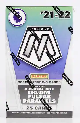 PANINI '21-22 MOSAIC PA MI PANINI M INTNVA NE PANINI SOCC PANINI TRADING CARDS PaNini UNWRAP 4 CEREAL BOX EXCLUSIVE PULSAR PARA PA ELS PA 25 CAR PANINI AGES 9+ I NO PURCHASE NECESSARY - SEE PACK FOR DETAILS