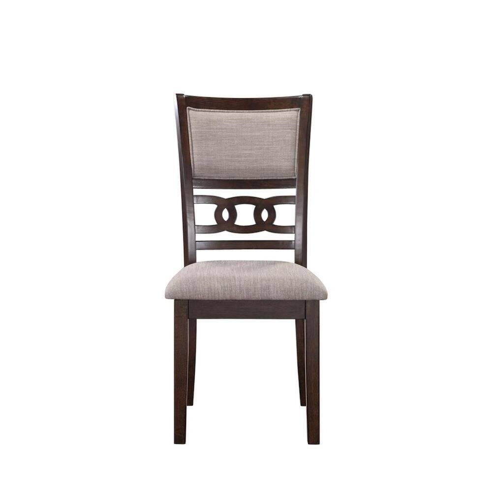 Left. FurniFact - Wood Dining Chair Set of 4 Cherry Brown Fabric - Brown.