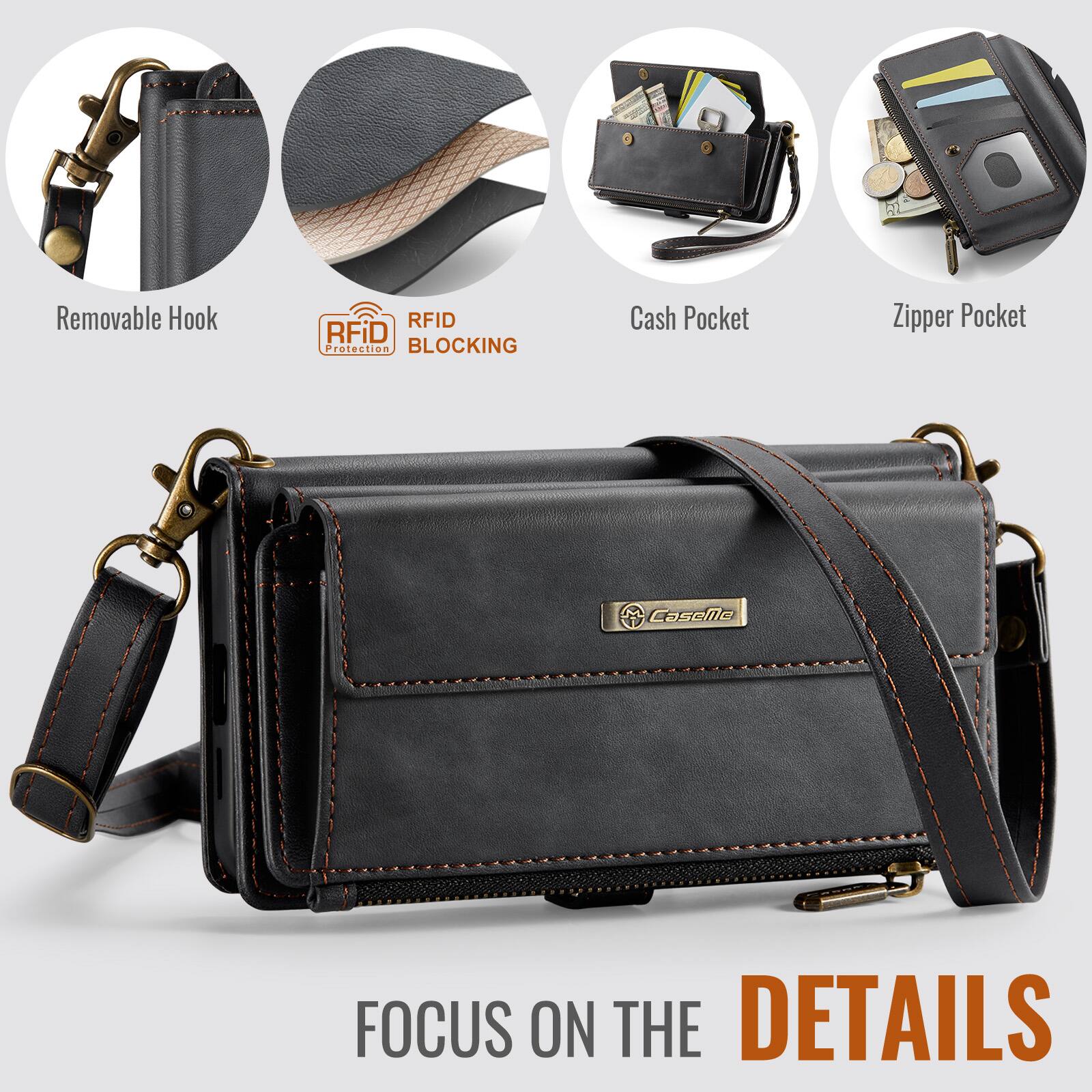 Removable Hook RFID Protection  
RFID BLOCKING  
Cash Pocket  
Zipper Pocket  
FOCUS ON THE DETAILS