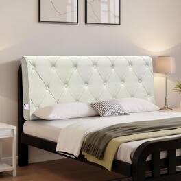 wowmax - California King Upholstered Headboard, Modern Button Tufted Design for Large Beds - Beige