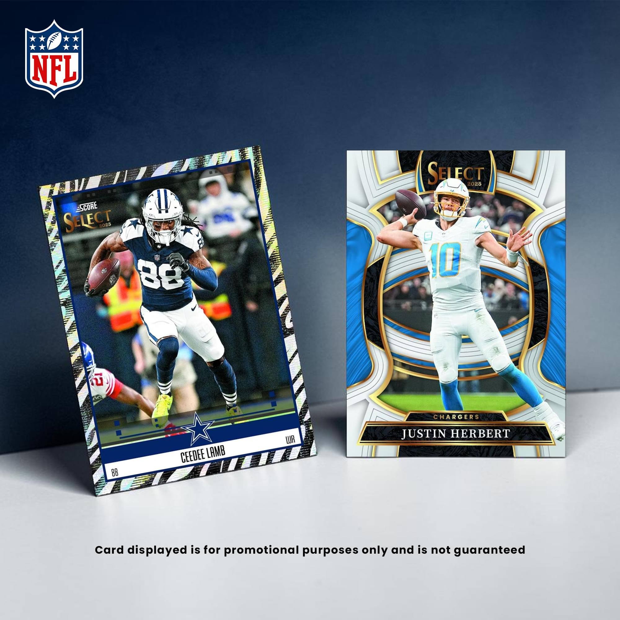 NFL SCORE SELECT 0 89 SELECT 2026 10 B8 CEEDEE LAMB UR CHARGERS JUSTIN HERBERT

Card displayed is for promotional purposes only and is not guaranteed