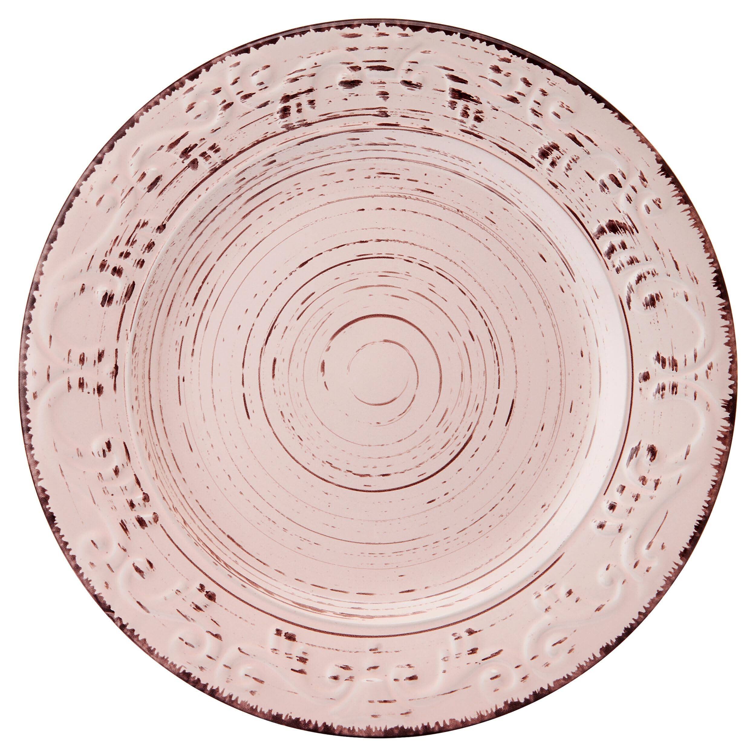 Alt View 1. Dazzed Corner - 16-Piece Stoneware Dinnerware Set, Service for 4, Microwave & Dishwasher Safe Plates and Bowls - Pink.