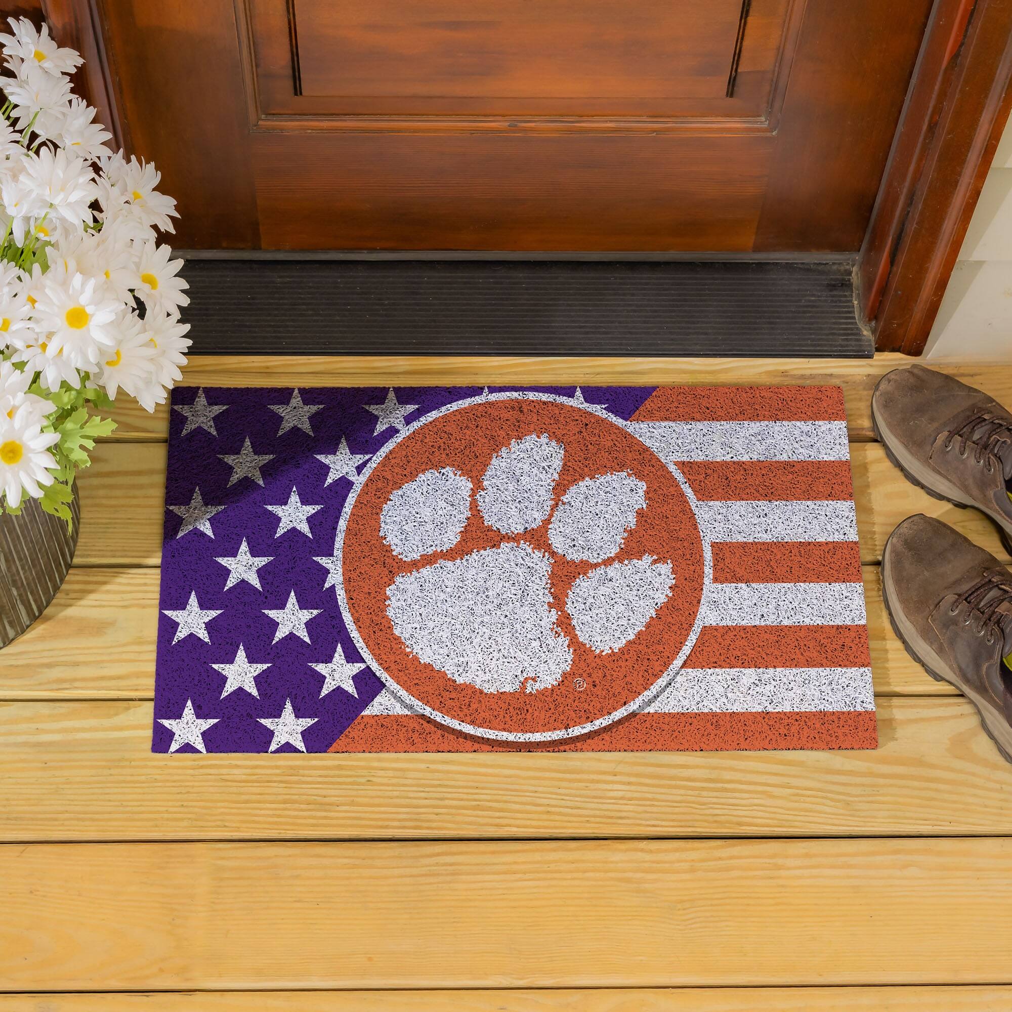 Alt View 3. Evergreen Enterprises - Clemson Tigers 16" x 28" Stars & Stripes Patriotic Turf Mat - Multicolor.