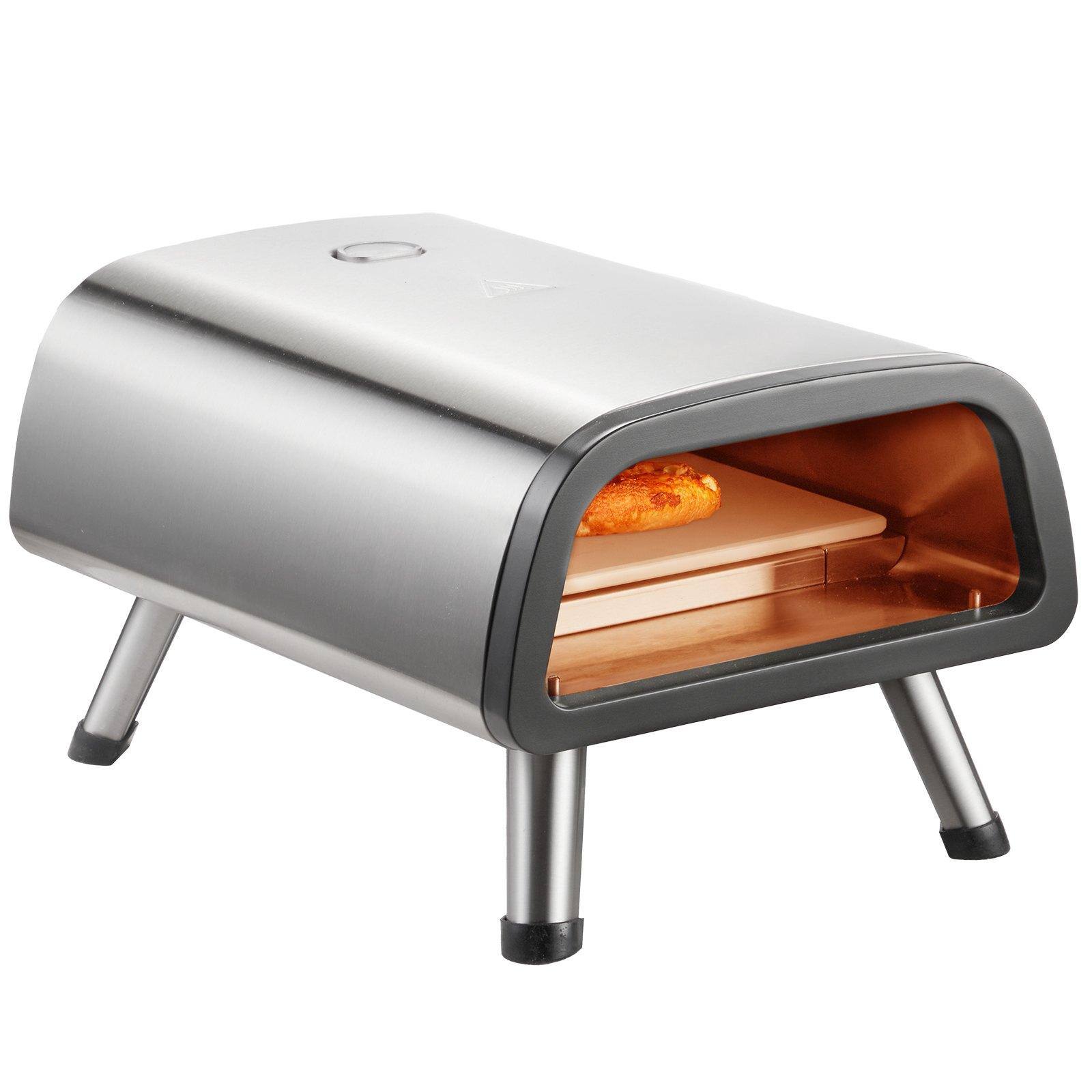 Alt View 9. Glintex - 12in Electric Pizza Oven Countertop Maker, Adjustable Temp for Indoor and Outdoor Cooking - Silver.