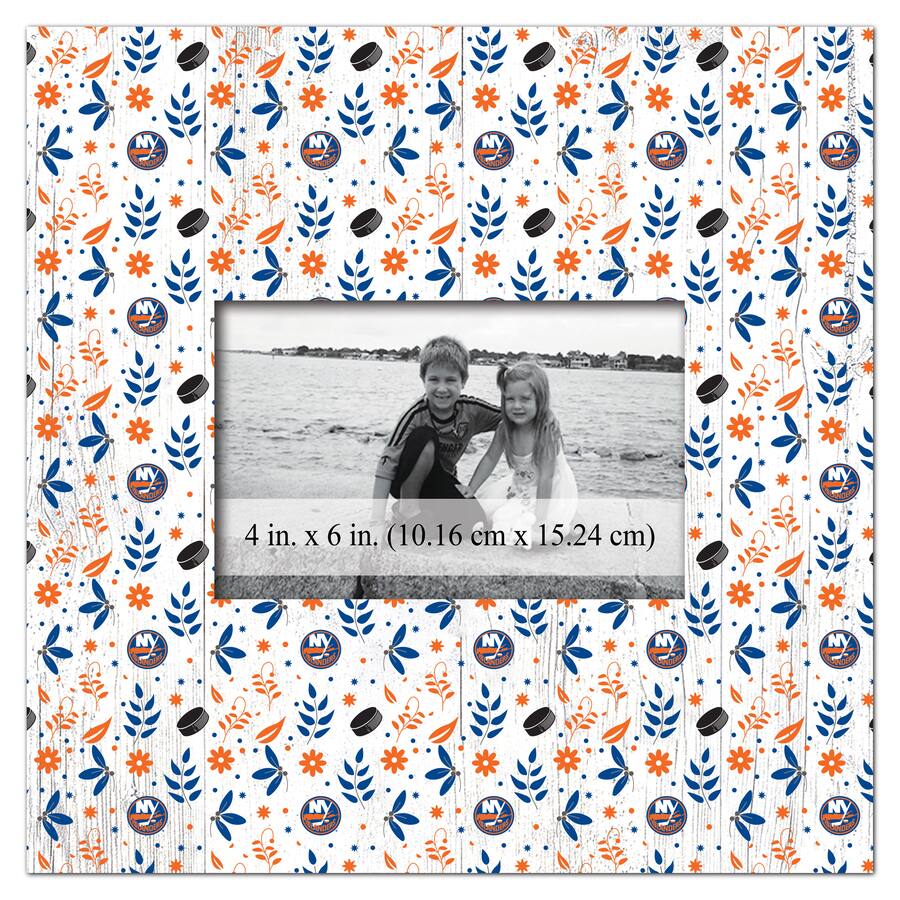 Islander Pattern Frame Fan Creations New York Islanders 10'' x 10'' Floral Pattern Frame ...