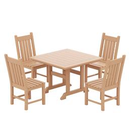 WestinTrends - Malibu 5 Piece Outdoor Patio Dining Set Outdoor Square Table and Chair Set - Teak
