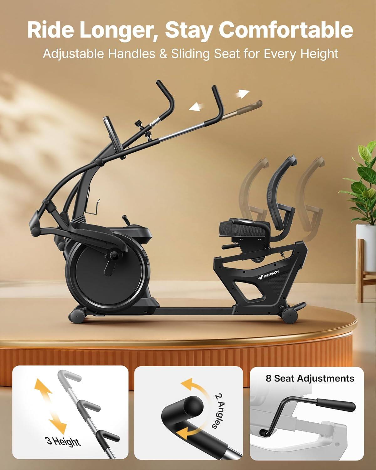 MERACH S19 Recumbent Exercise Bike for Seniors & Adults, Arm Swing