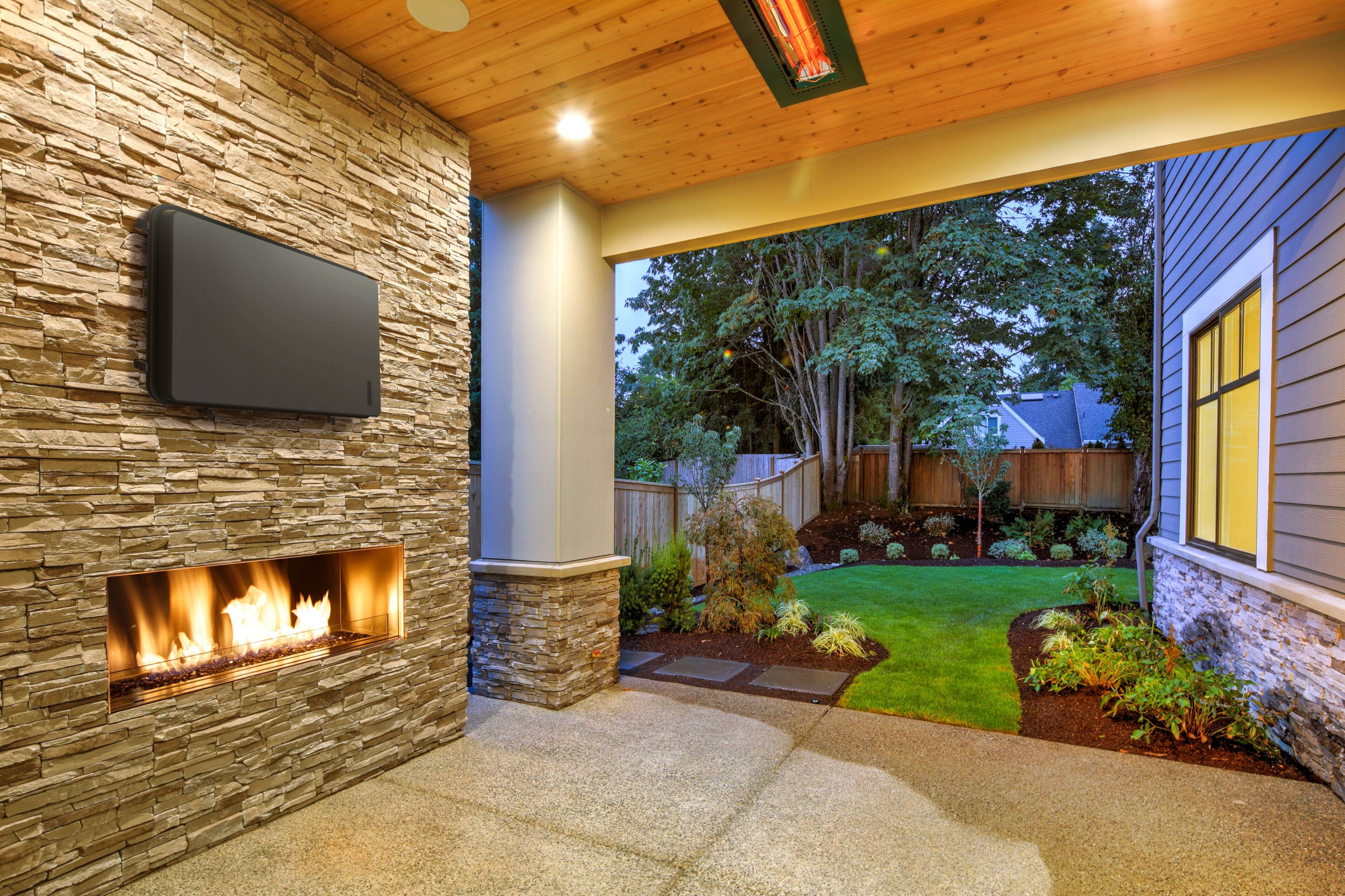 Alt View 15. Storm Shell - Deluxe Weatherproof 44”  Outdoor TV Enclosure with Full Motion TV Mount Included - Black.