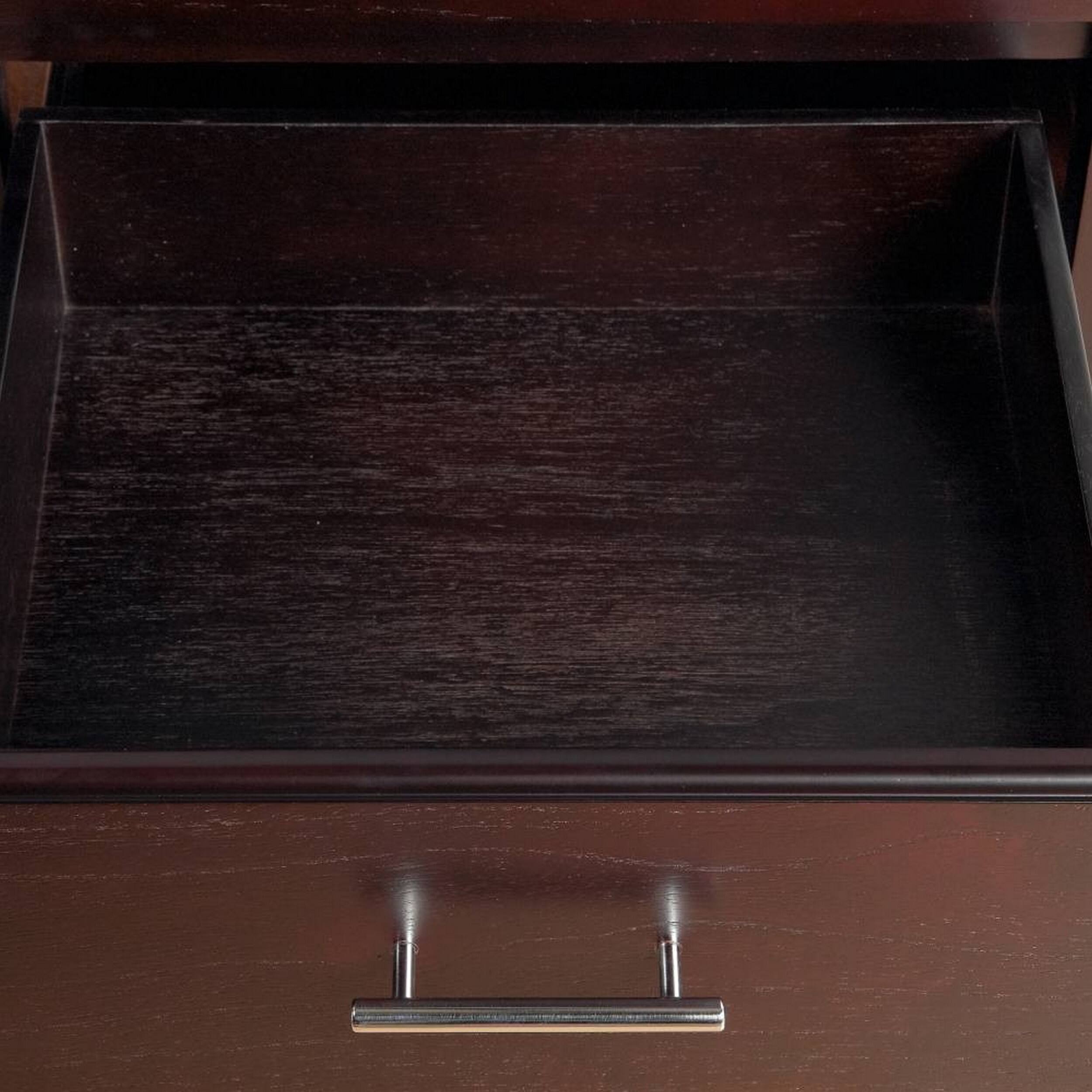Left. Manhattan Lane - Wooden Nightstand with One Drawer and One Shelf - Brown.