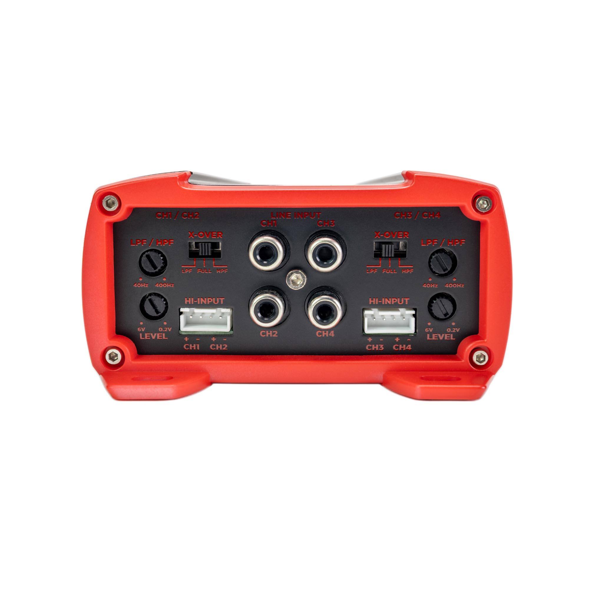 CH1 / CH2  
X-OVER LPF / HPF  
LINE INPUT  
CH1 CH2  
LPF FULL HPF  
400Hz 400Hz  

CH3 / CH4  
X-OVER LPF / HPF  
LINE INPUT  
CH3 CH4  
LPF FULL HPF  
400Hz 400Hz  

HI-INPUT  
CH1 CH2  
LEVEL  
+ -  
SV 0.2V  

HI-INPUT  
CH3 CH4  
LEVEL  
+ -  
SV 0.2V