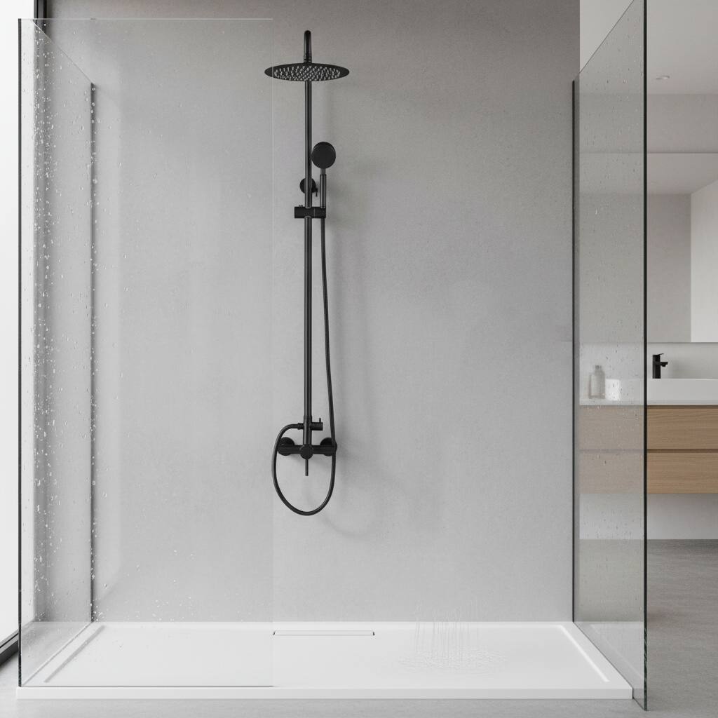 Alt View 1. Dazzed Corner - Complete Shower Faucet Set, Outdoor Shower Kit, SS304 Head, Handheld - Matte Black.