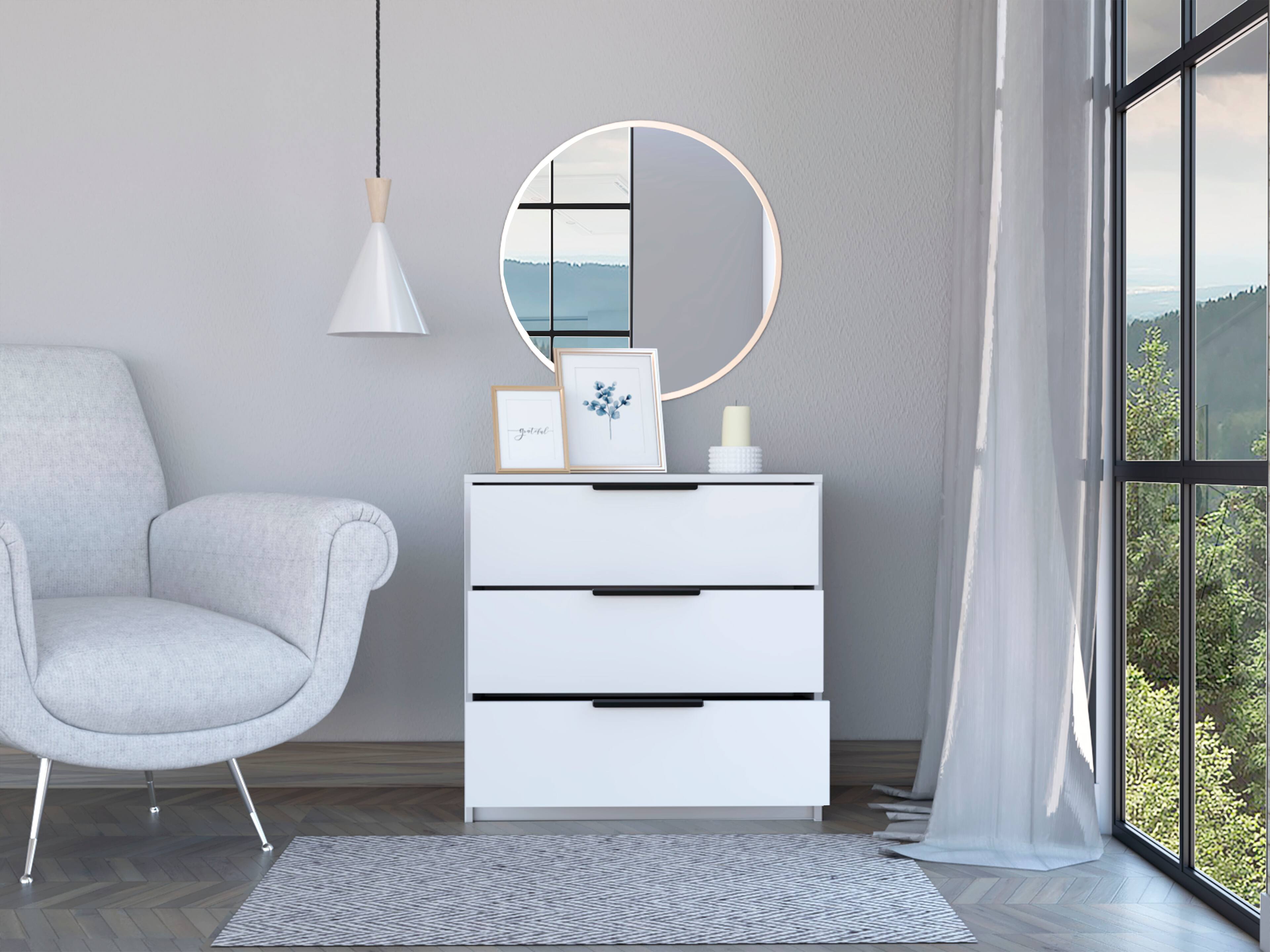 Alt View 1. TuHome - Kaia 3 Drawers Dresser, Superior Top - White.