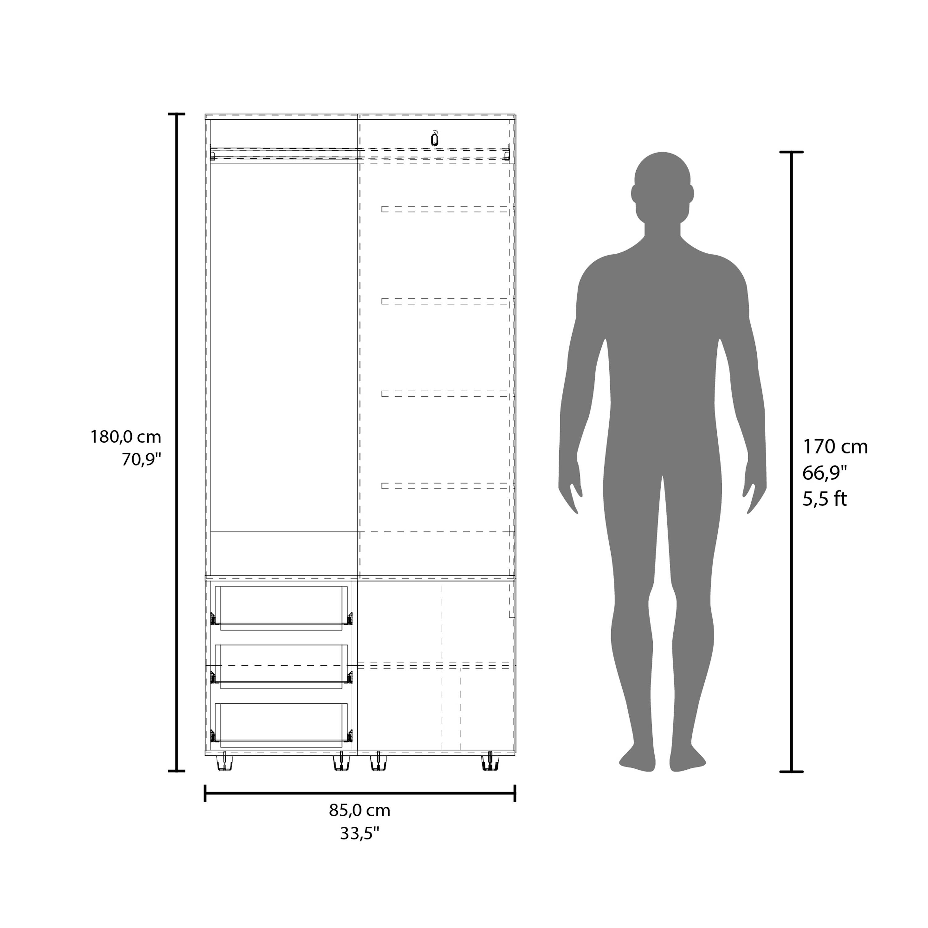 O 180,0 cm 70,9" 170 cm 66,9" 5,5 ft 85,0 cm 33,5"