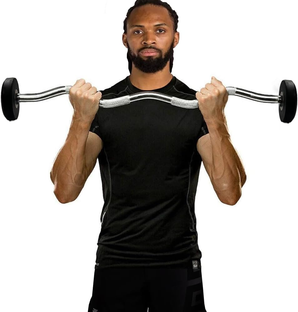 Alt View 5. Amber Sporting Goods - Rubber Coated Pre-Weighted Curl Bar, Alloy Steel, Secure Knurled Grip, Enhanced Comfort, 70 lb - Chrome.