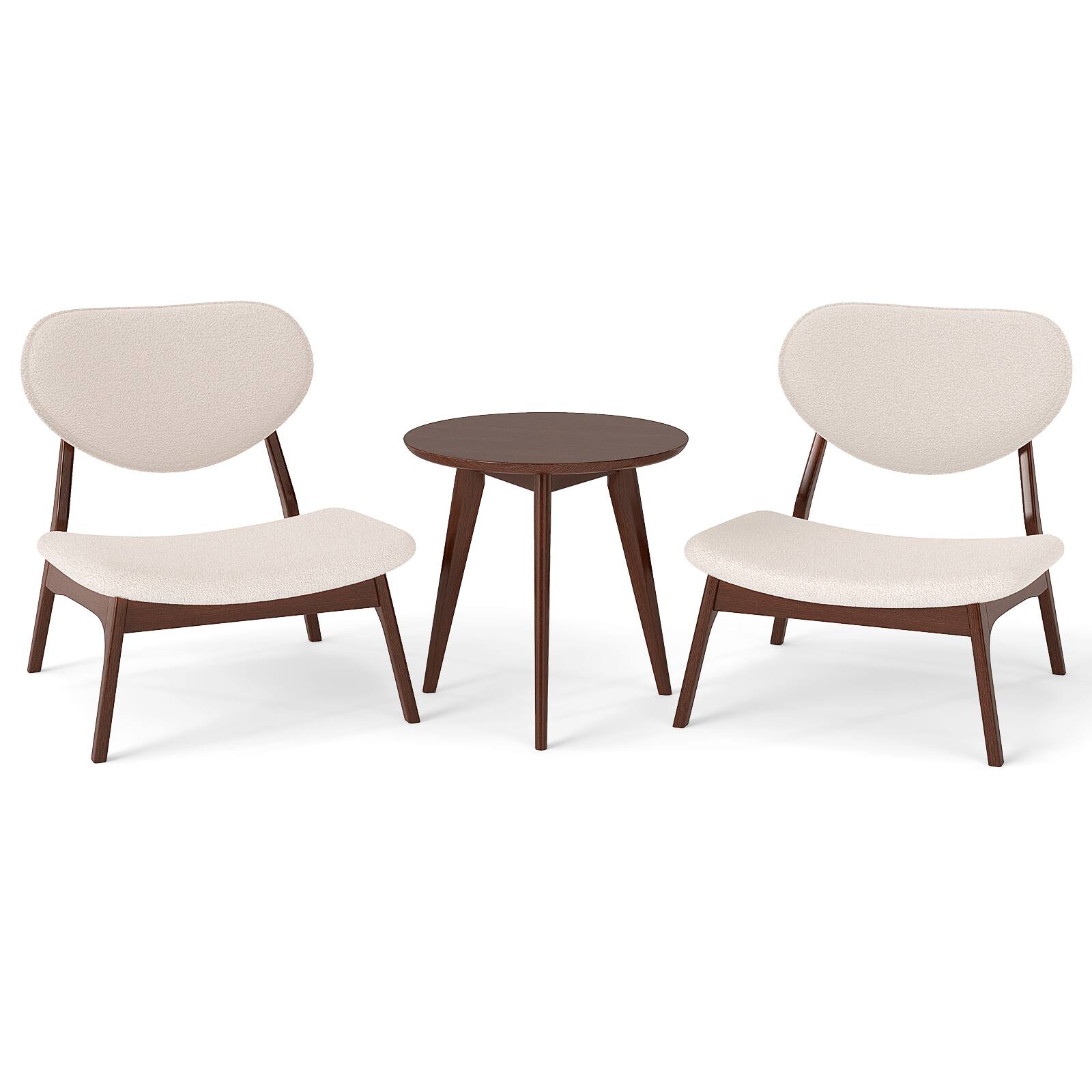 Alt View 9. Gymax - Gymax Accent Chairs Set of 2 w/ Side Table Living Room Chairs w/ Solid Wood Frame Beige - Walnut, Beige.