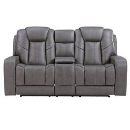 Steve Silver - Daniel Triple Power Home Theater Leather Reclining Console Loveseat - Light Gray