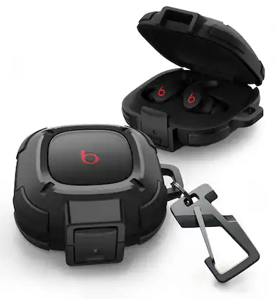 Front. Dexnor - Bumper Case for Beats Fit Pro (2021) with Secure Lock, Shockproof Cover(Charging Case & Earphones Not Included) - Black.