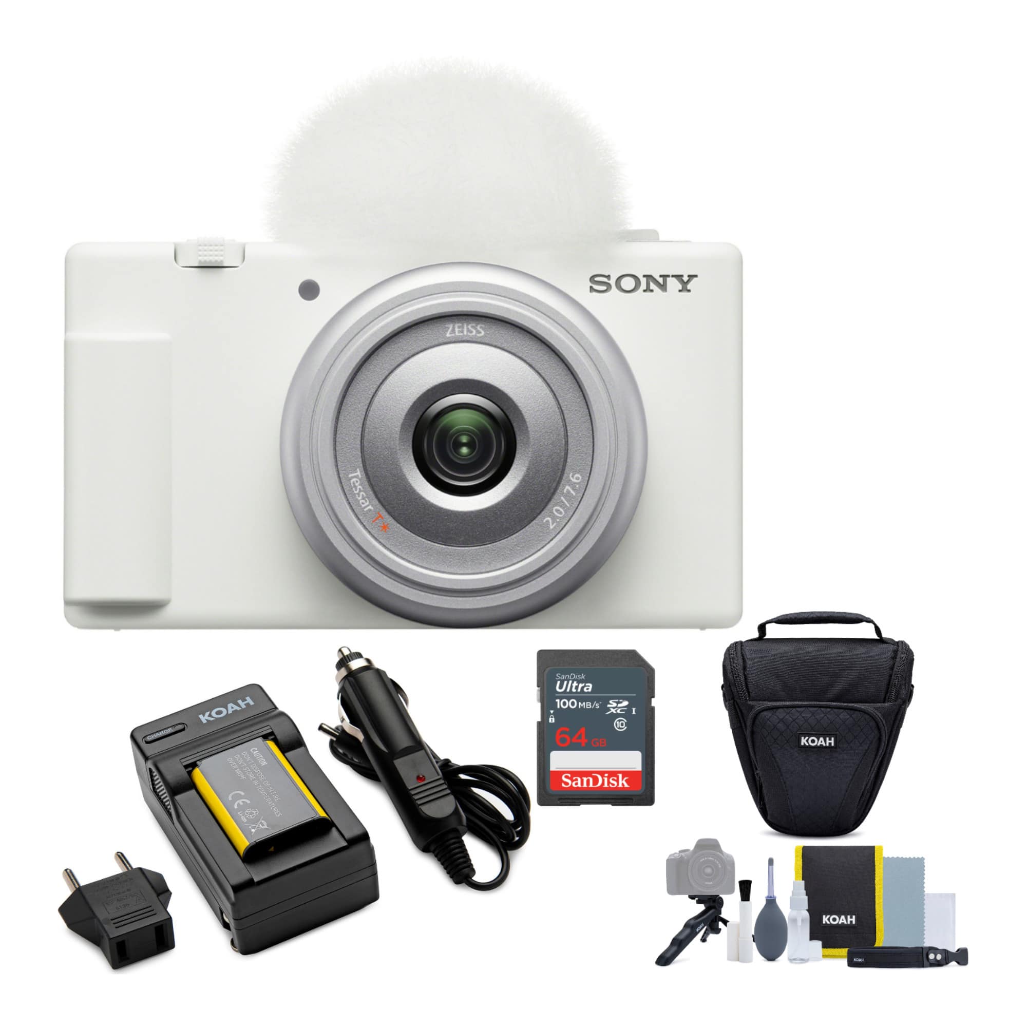 Sony - ZV-1F Vlog Camera for Content Creators and Vloggers (White) Bundle