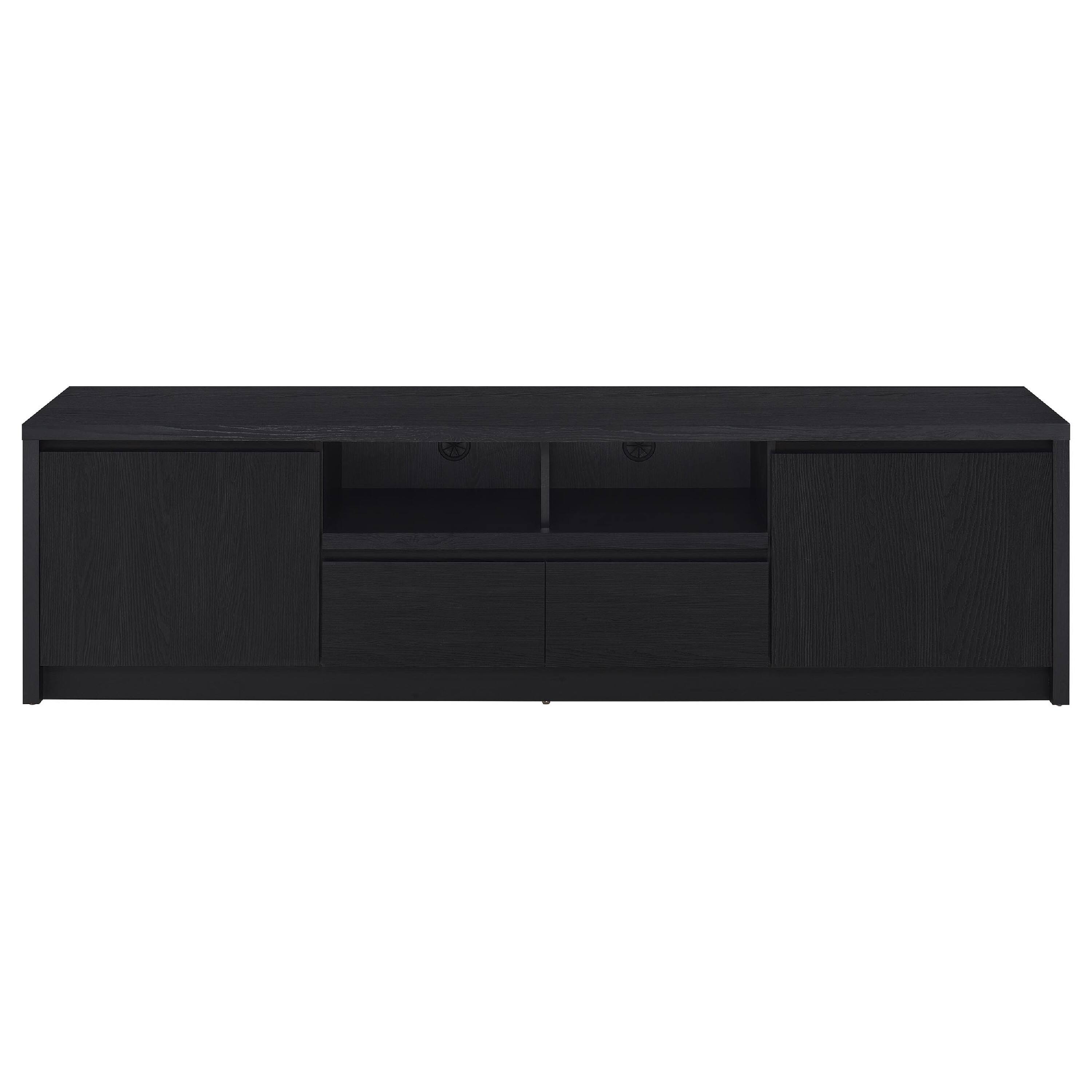 Alt View 1. Manhattan Lane - Winie TV Stand Media Console, 2 Doors and Drawers, Black Wood 78 Inch - Black.
