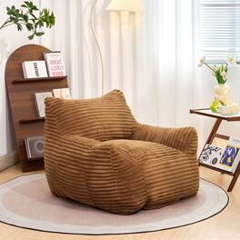 GOODSILO - Oversized Bean Bag Chair with Armrests - Comfy Corduroy Lounge Floor Sofa for Living Room, Bedroom & Dorm - Brown