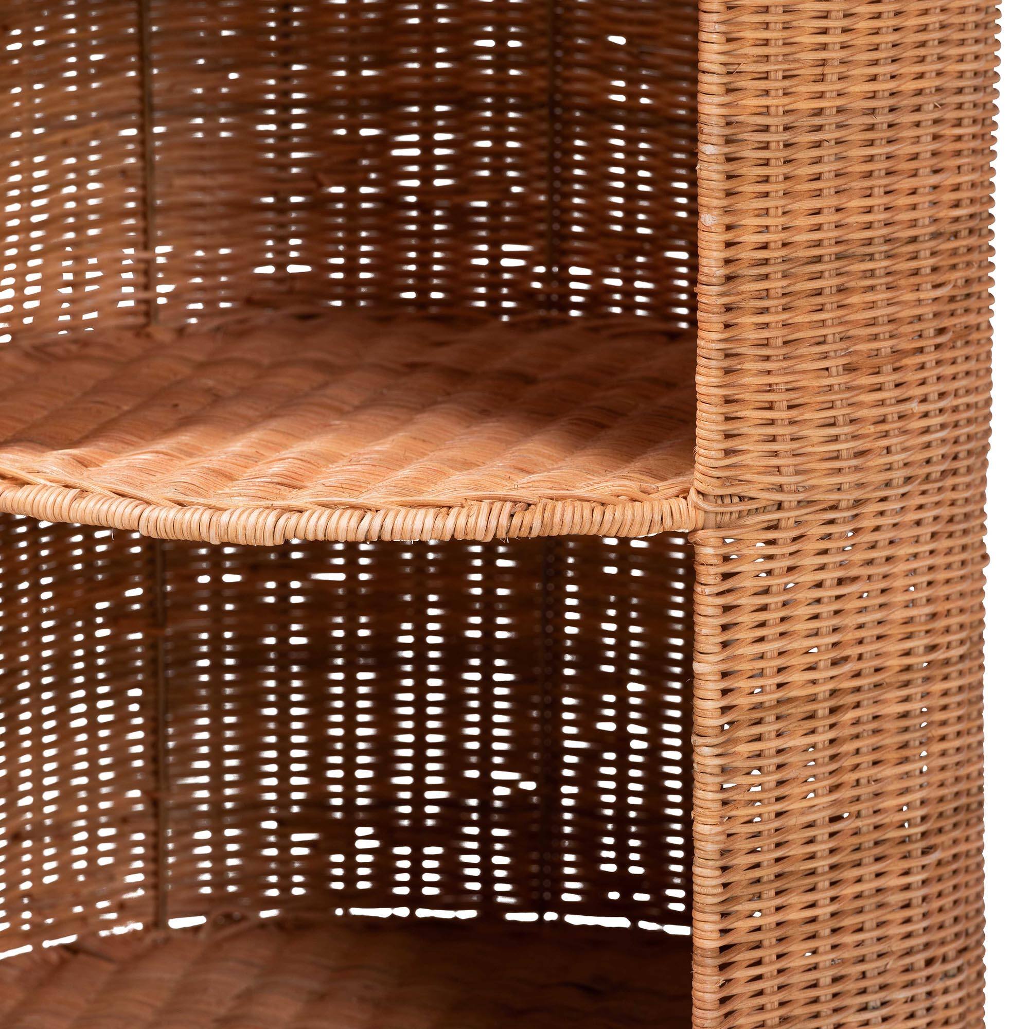 bali & pari Dorielle Natural Rattan End Table with Two Shelves Light ...