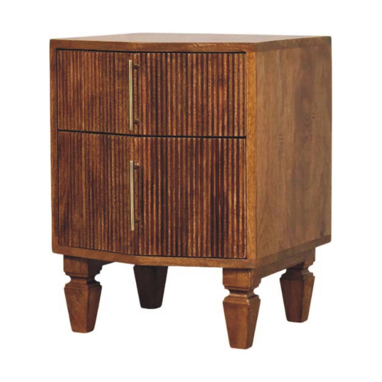 Left. Artisan Furniture - Artisan Furniture Solid Wood Louvre Bedside Unit - Brown.