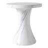 LeisureMod - Isidra 19" Modern Side Table, Weather & UV Resistant Fiberstone Round Pedestal Accent Table - Marbled White