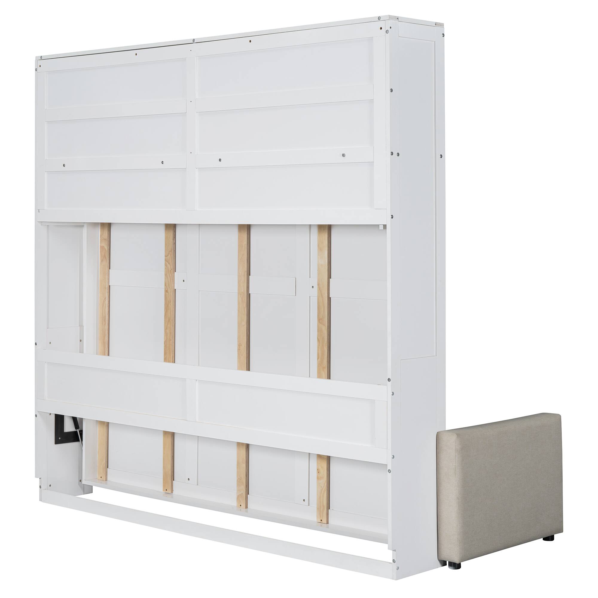 Alt View 10. Tiramisubest - Queen Size Murphy Wall Bed with Sofa, White, 68x93x86 inches, 310 pounds, Multifunctional & Space-Saving - White.