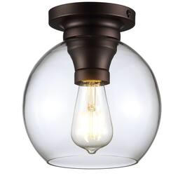 Jonathan Y - Atlas 7.75" Metal/Glass LED Flush Mount, Oil Rubbed Bronze - Oil-Rubbed Bronze