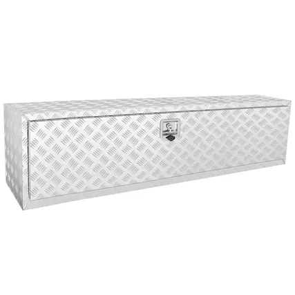 Front. VEVOR - Underbody Truck Box, 60"×17"×18" Pickup Storage Box, Heavy Duty Aluminum Diamond Plate Tool Box with Lock and Keys - Silver.