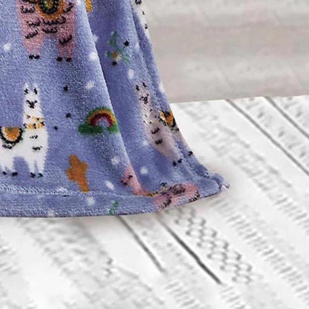 Alt View 1. Noble House - Plazatex Llama Micro plush Decorative All Season Light Blue Color 50" X 60" Throw Blanket - Light blue.