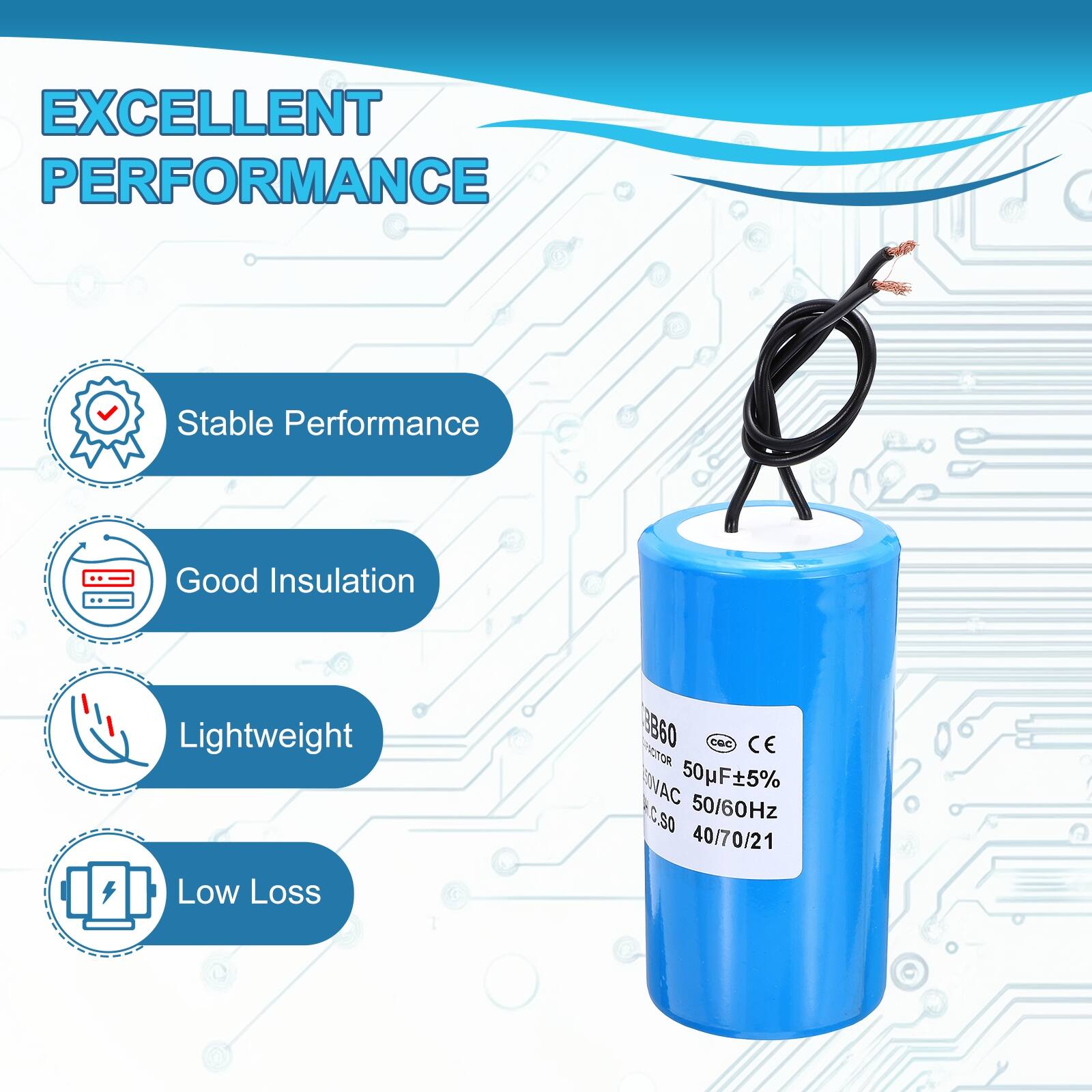EXCELLENT PERFORMANCE

- Stable Performance
- Good Insulation
- Lightweight
- Low Loss

3860 CGc CE ITOR SINAC 50F5% Rc.S0 50/60Hz 40/70/21
