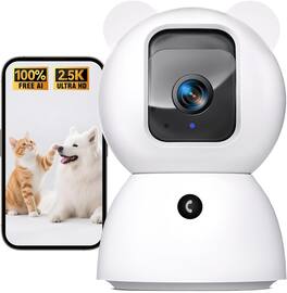 FINEAK - 2.5K Security Camera Full Duplex 2-Way Audio - White