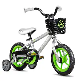 JOYSTAR - Cervine 12" Kids Bike with Training Wheels Basket, Coaster Brake Child's Bike for 2-4 Years Old Boys Girls - Gray