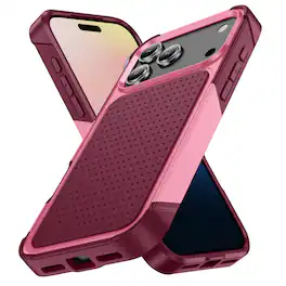 Dteck - For iPhone 17 Pro Max Case Shockproof Drop Protective Rugged Heavy Duty Heat Dissipation Hybrid Phone Cover - Rose