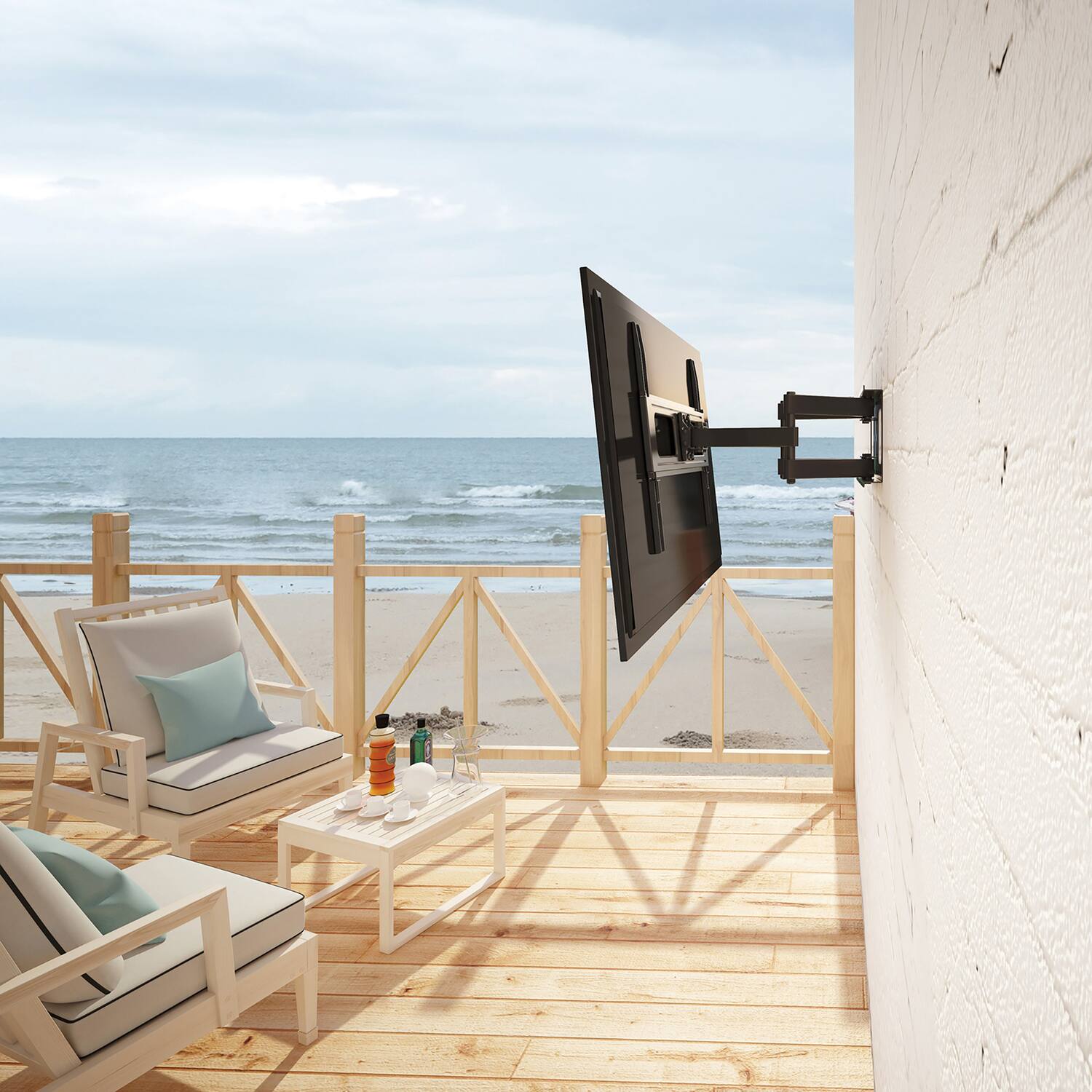 Alt View 4. Manhattan - Full-Motion TV Wall Mount for 37" to 86" TVs, 600 x 400 Max VESA, Holds up to 110 Lbs, Outdoor - Black.