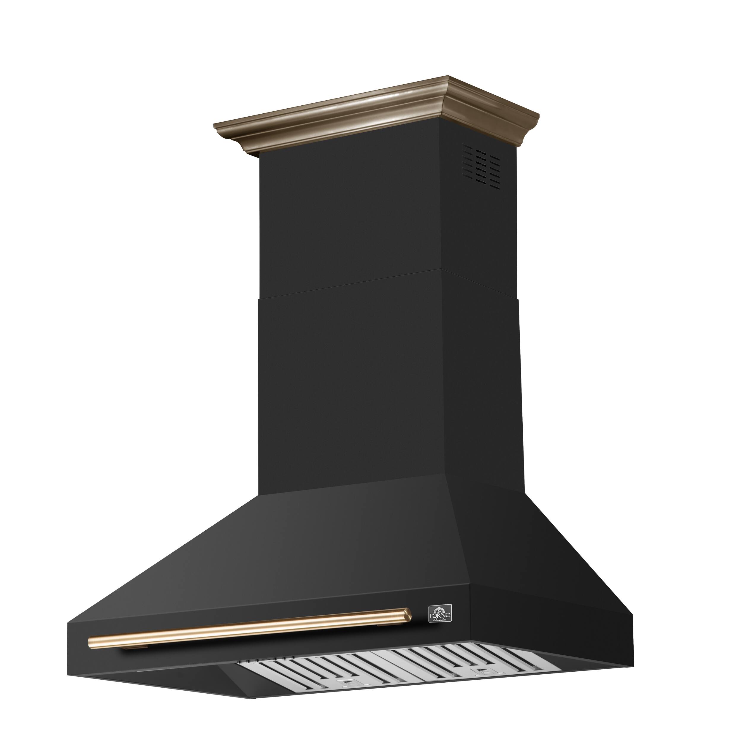 Angle. Forno Appliances - Aria 36 in. Convertible Wall-Mounted Range Hood - Black.