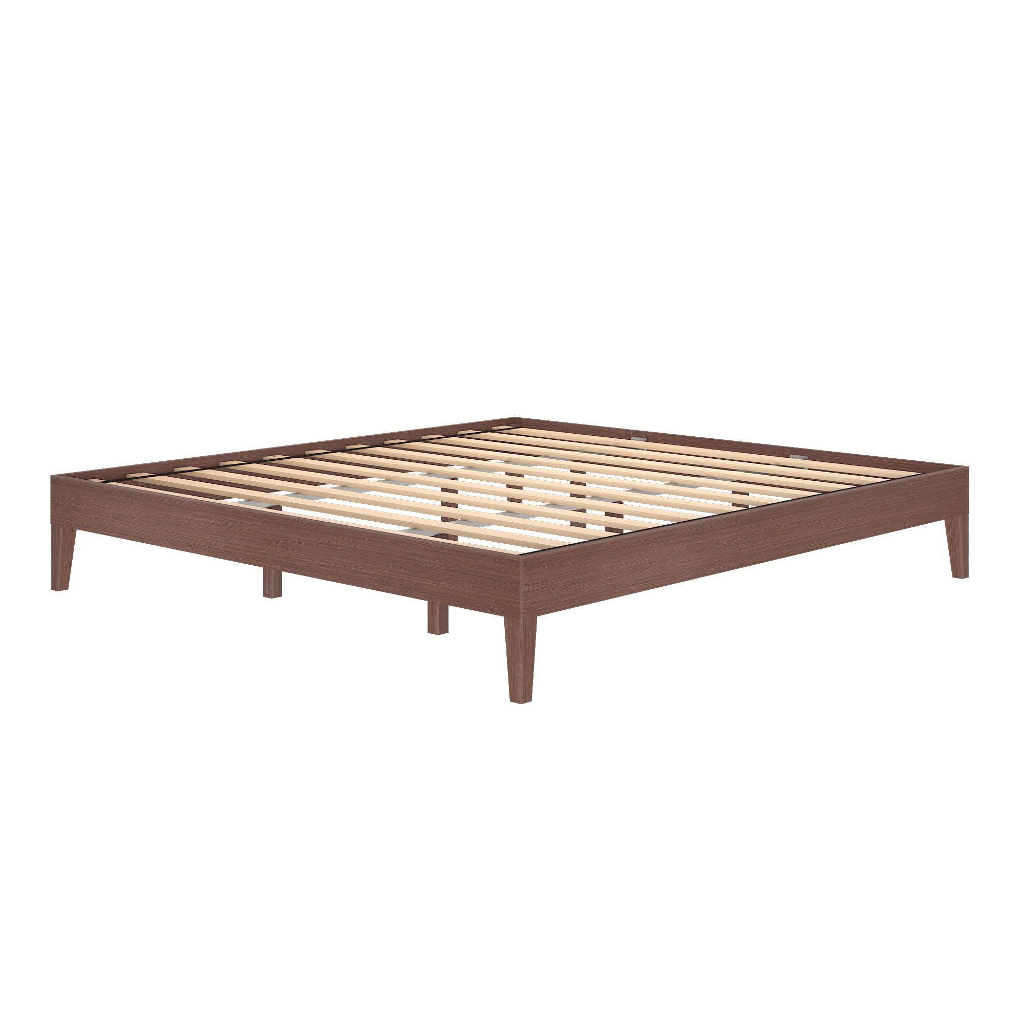 Alt View 2. Grain & Grove - Bear Platform Bed (King), Oak Embossed Dark Brown - Dark Brown.