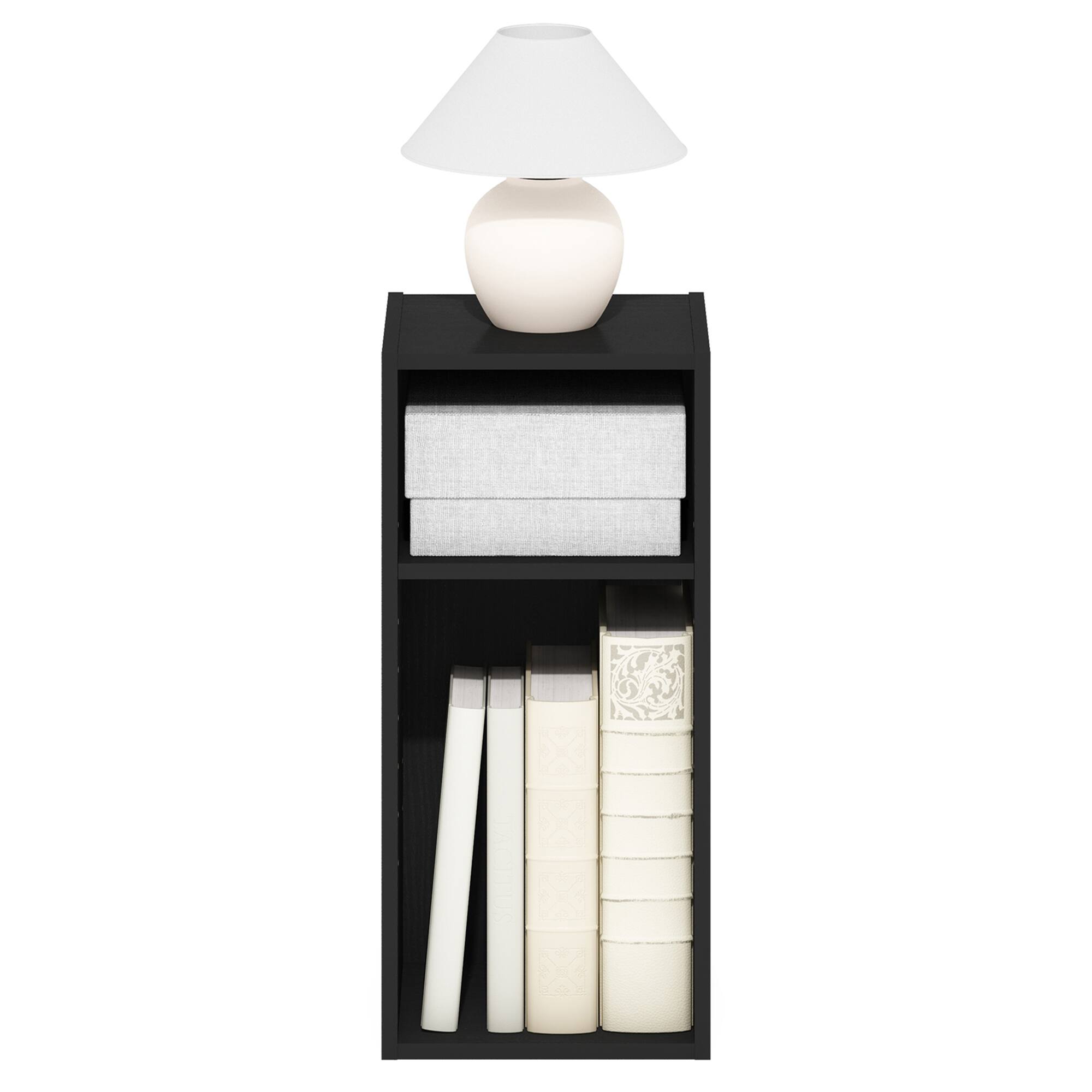 Alt View 4. Furinno - FULDA Book Shelf, 2-Tier Narrow Storage Cabinet, Bookcase with 10-In Width Storage Shelf, 9.3 x 9.8 x 21.2 - Blackwood.