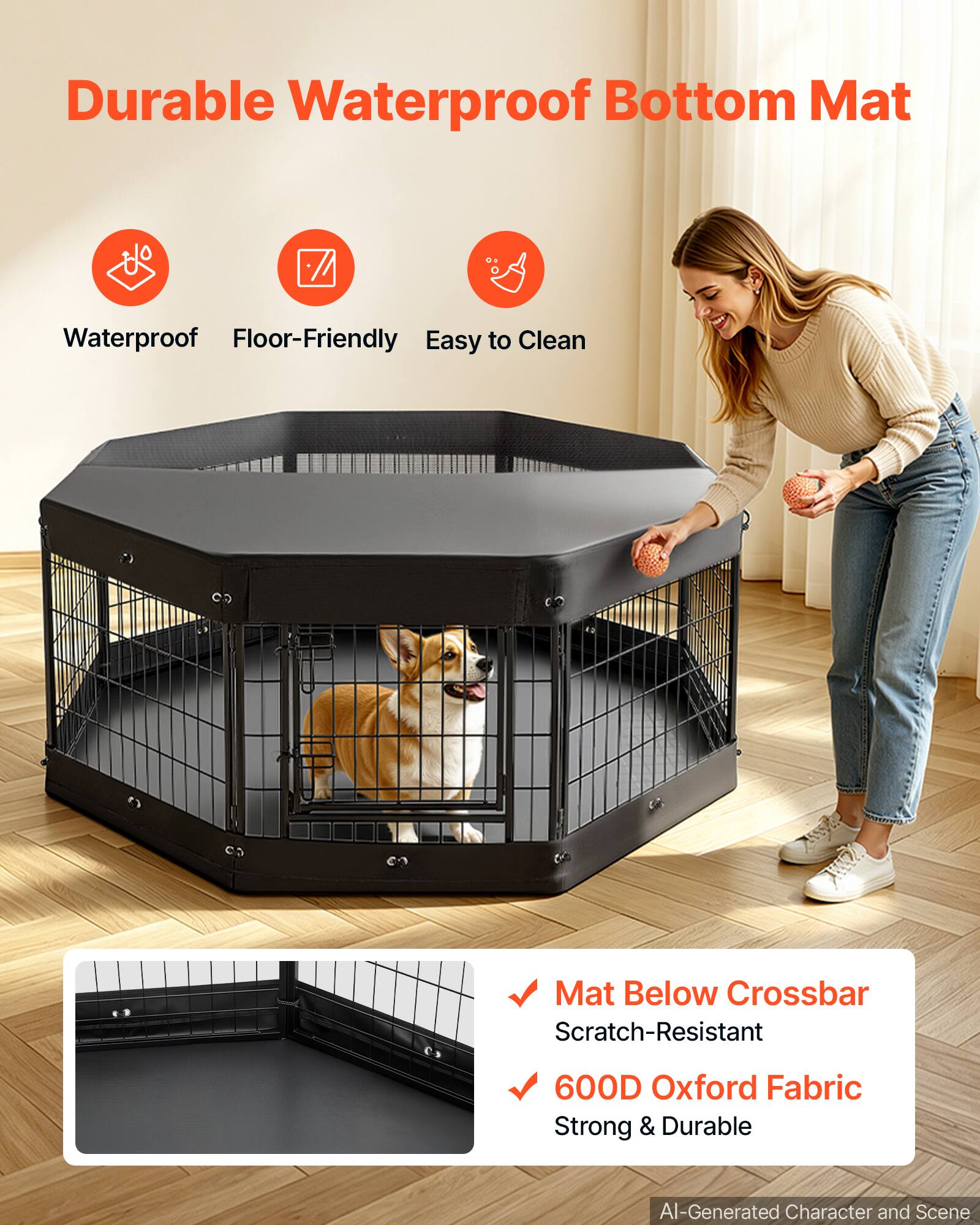 Durable Waterproof Bottom Mat Waterproof Floor-Friendly Easy to Clean Mat Below Crossbar Scratch-Resistant 600D Oxford Fabric Strong & Durable