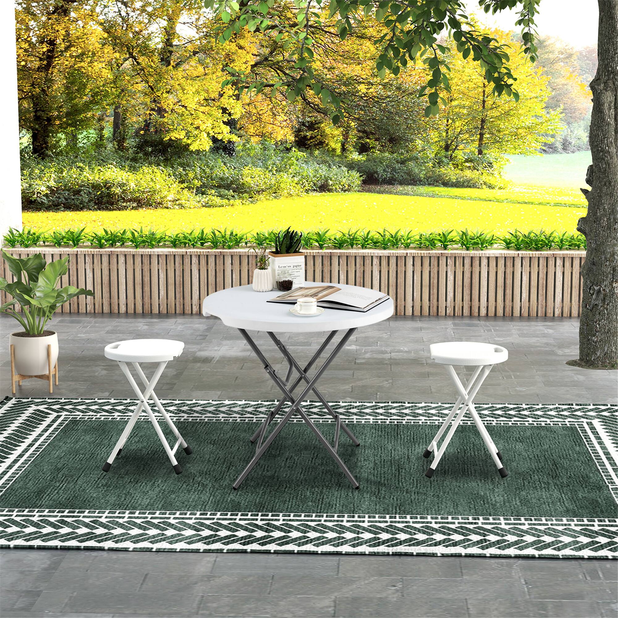 Alt View 4. Gymax - Gymax 4PCS 18''H Folding Stool Portable & Foldable Camping Chair w/ Carrying Handle - White.