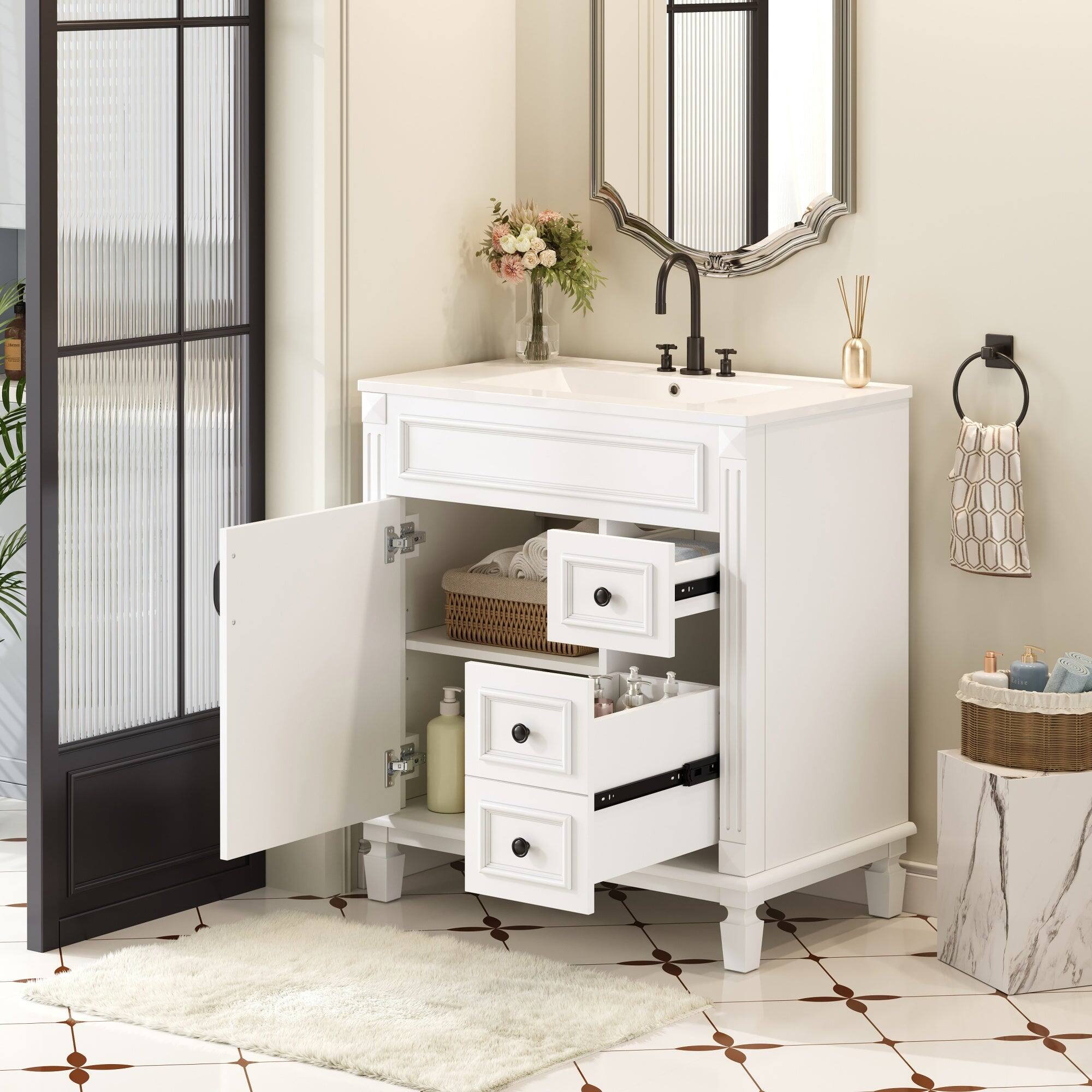 Alt View 2. Boyel Living - 30 Inch Bathroom Vanity with Ceramic Sink and Storage Cabinet White - White.