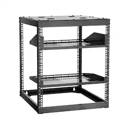 VEVOR - 12U Open Frame Network Rack, 23 in Depth, Wall Mounted or Floor Standing Server Rack, Heavy Duty 4 Post - Black
