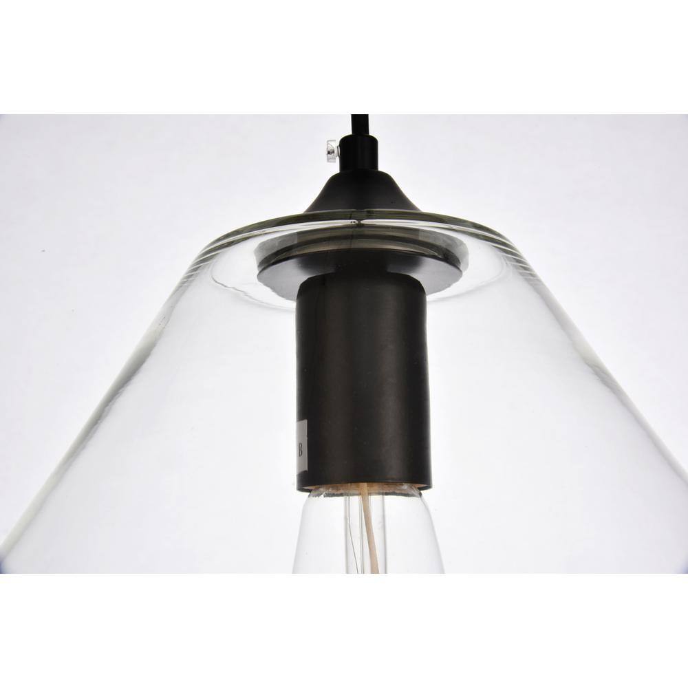 Alt View 1. Living District - Placido Collection Pendant D9.4 H10.8 Lt:1 Black and Clear Finish - Black And Clear.