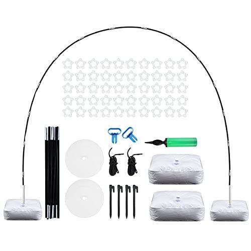 Front. DORLUKFU - Balloon Arch kit with Base, 9Ft Tall &10Ft Wide Adjustable Balloon Arch Stand Party Backdrop Decoration Tool for Wedding - Multicolored.